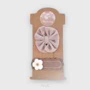 Zestaw spinek (pastelowy beż + brąz kwiatuszek)