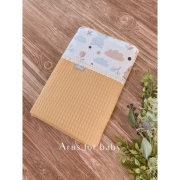 Koc kocyk wafelek bawełniany 100x75 (musztarda + jeżyki beżowe)