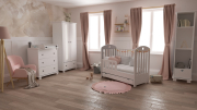 Zestaw SISI-4 : łóżeczko z szufladą + komoda z przewijakiem +szafa+regał