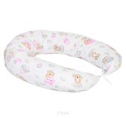 Poduszka do spania dla kobiet w ciąży do karmienia duża (różowe misie na chmurce)