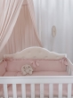 Ochraniacz do łóżeczka z falbanką i kokardkami róż pudrowy - 4