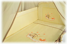 3 elementowa pościel HAFTOWANA (kremowy miś na chmurce)