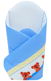 Rożek becik usztywniony zapinany na rzep (niebieskie misie i gwiazdki 1)