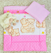 2 el.pościel do wózka (poduszka+kołderka) różowy teddy