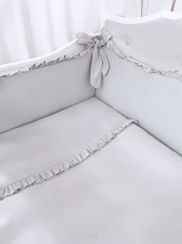 5 el. Pościel do łóżeczka z falbanką 120x90  popiel