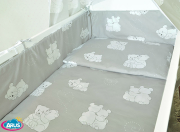 ARUŚ 7 el. pościel do łóżeczka 120*90 (129-białe małe misie na popiel tle)
