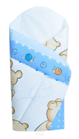 Rożek becik niemowlęcy zapinany na rzep (niebieski teddy2)