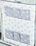 Przybornik na łóżeczko "KOKARDKA" (biało popielate korony)