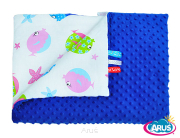 Koc kocyk pled pledzik MINKY 75x100 (chaber+rybki)