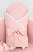 Rożek becik usztywniony wiązany KORONKA róż pudrowy