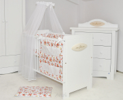 4 el.Pościel do łóżeczka 120x90 dwustronna "KOKARDKA" 120x90 (dzika róża +biały)