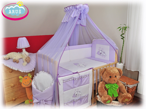 8 el. pościel HAFTOWANA z moskitierą