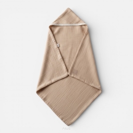 Okrycie kąpielowe muślinowe ręcznik z kapturkiem 80x80 (brąz)