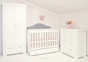 Zestaw mebli CARMEN 3 (popiel) : łóżeczko z szufladą + komoda z przewijakiem +szafa