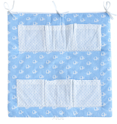 Przybornik na łóżeczko "KOKARDKA" (słoniki niebieskie +kropki niebieskie)