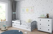 Łóżko dziecięce z szufladą z barierką 160X80 LUIZA szaro/biała - 2