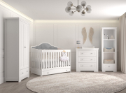 Meble do pokoju dziecięcego, zestaw mebli CARMEN 4 (popiel) : łóżeczko + komoda + szafa + regał
