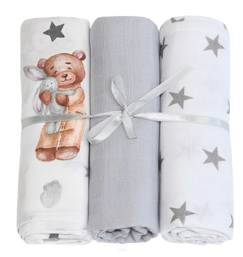 Pieluszki pieluchy muślinowe 3 sztuki (zestaw U)