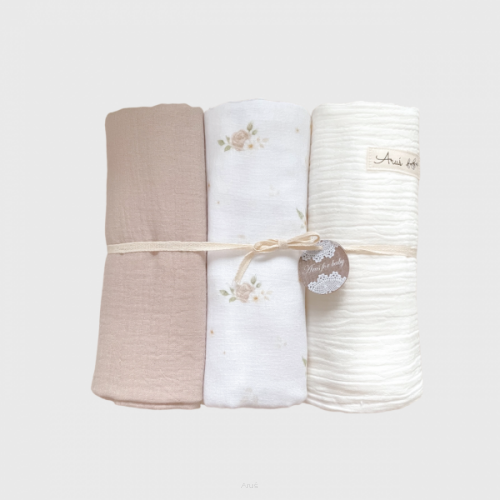 Otulacze pieluszki muślinowe Double Gauze zestaw 3szt (J)