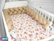 3 el.Pościel do łóżeczka 120x90 "Nature&Flowers" (dzika róża +beżowy warkocz)