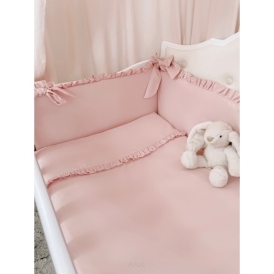 2 el. Pościel do łóżeczka z falbanką 120x90 (róż puder)