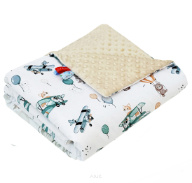 Koc kocyk pled pledzik MINKY 75x100 (capuccino +lis w samolocie)