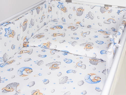 ARUŚ 5 el. pościel do łóżeczka 120*90 (170- niebieskie misie na chmurce)