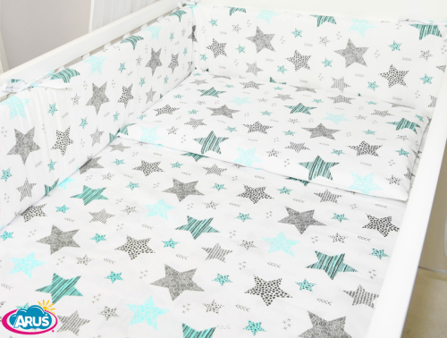 ARUŚ 5 el. pościel do łóżeczka 120*90 (149-gwiazdki mietowe)