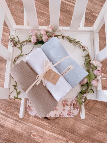 Otulacze pieluszki muślinowe Double Gauze zestaw 3szt (D)