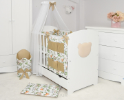 4 el.Pościel do łóżeczka 120x90 dwustronna "KOKARDKA" 120x90 (ruda wiewiórka +beż)