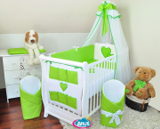 14 el.Pościel z aplikacją 120x90 "Grochy" (zielono biała)