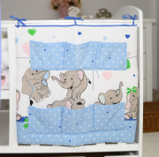 Przybornik na łóżeczko (słoniki niebieskie)