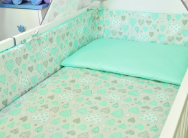 ARUŚ 2 el. pościel do łóżeczka 120*90 (109-mietowe serduszka)