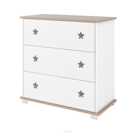 Komoda dziecięca z szufladami STAR (biały/dąb)