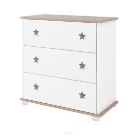 Komoda dziecięca z szufladami STAR (biały/dąb)