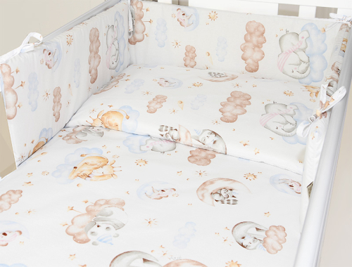 ARUŚ 3 el. pościel do łóżeczka 120*90 (176-żyrafa i słoń na chmurce)
