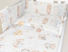 ARUŚ 3 el. pościel do łóżeczka 120*90 (176-żyrafa i słoń na chmurce)