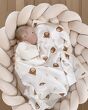 Kocyk Muślinowy z Koronką Double Gauze 100x75 - Misie ,łapki brąz - 5