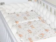 3 el.Pościel do łóżeczka 120x90 "Nature&Flowers" (misie good night +biały warkocz)