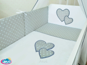 4 el.Pościel z aplikacją 120x90 "Grochy" (popiel biały)