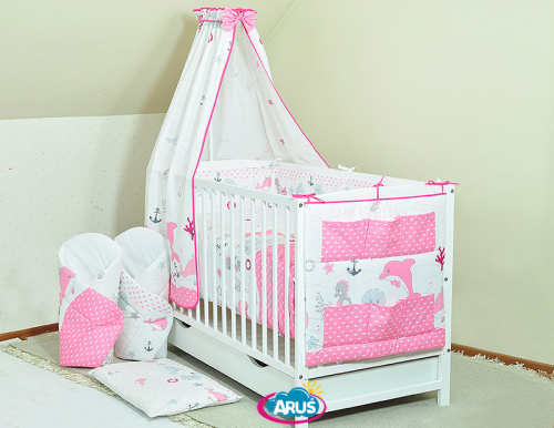 ARUŚ 6 el. pościel bawełniana 120*90 (4-rozowe morze)