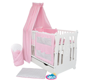 Baldachim materiałowy (różowe małe serduszka)