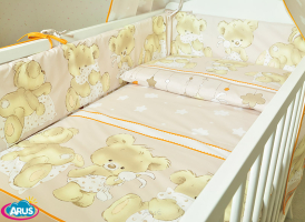 ARUŚ 3 el. pościel do łóżeczka 120*90 (132-bezowy mis z podusia)