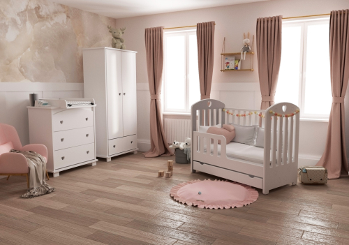 Zestaw SISI-3 : łóżeczko z szufladą + komoda z przewijakiem +szafa