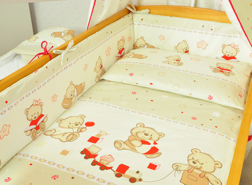 ARUŚ 2 el. pościel do łóżeczka 120*90 (23-bezowe misie cukierki)