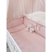3 el. Pościel do łóżeczka z falbanką 120x90 róż pudrowy - 2
