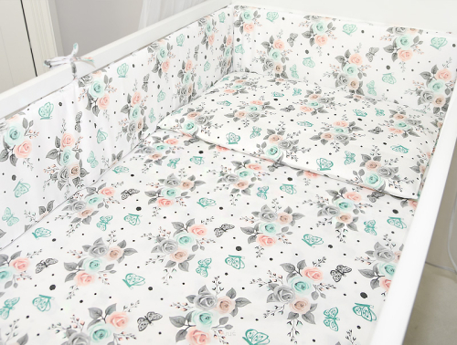 ARUŚ 2 el. pościel do łóżeczka 120*90 (154-różyczki białe)