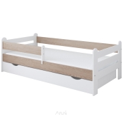 Łóżko dziecięce z szufladą z barierką 160X80 LIAM biały dąb