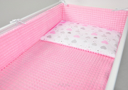 5 el.pościel do łóżeczka 120x90 "MINKY" (rozowy+serca rozowe)