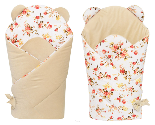 Rożek becik niemowlęcy VELVET (capuccino +dzika róża)